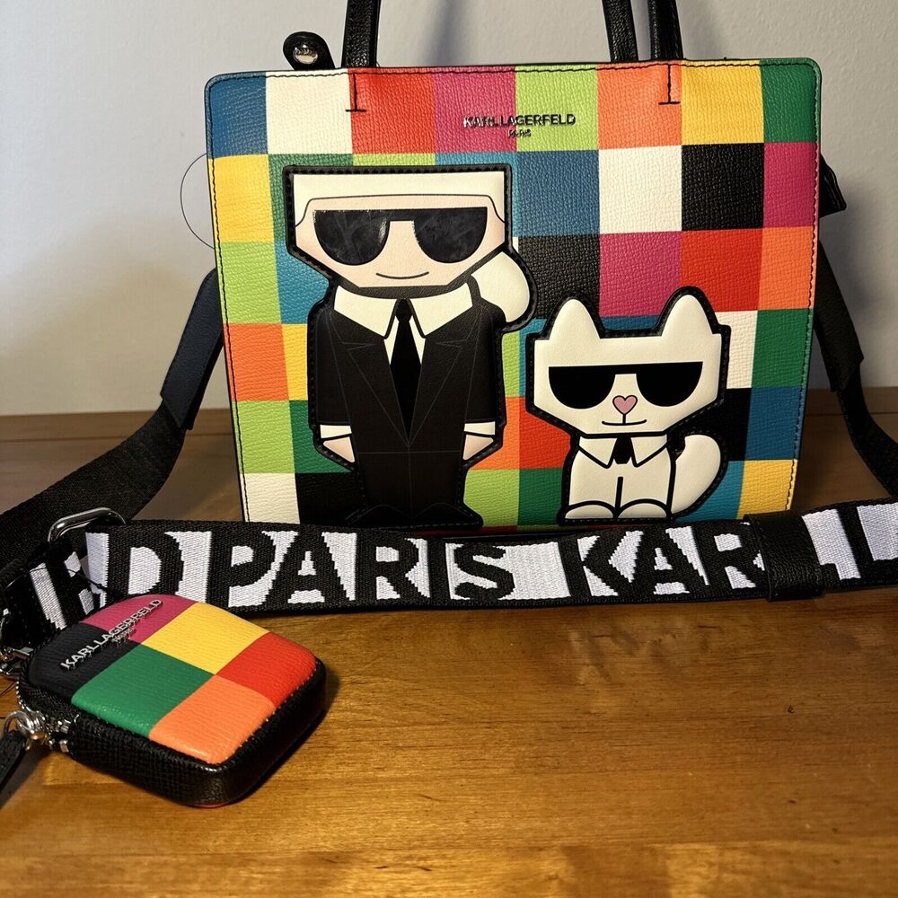 NWT KARL LAGERFELD PARIS Multi Combo Crossbody Satchel Handbag Bright Colorblock